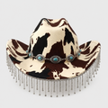 Rhinestone Cowhide Fringe Cowboy Hat